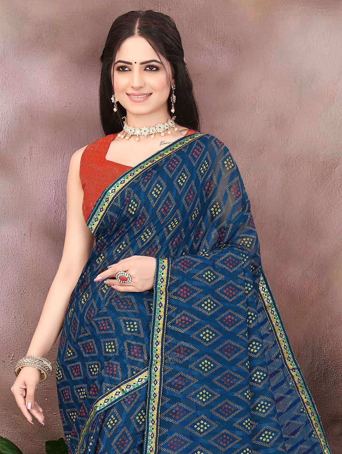 women bandhani printed saree - 22243594 -  Standard Image - 3