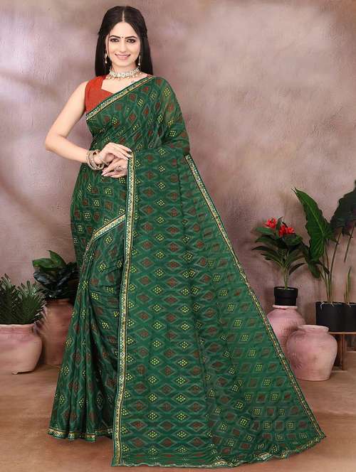 women bandhani printed saree with blouse - 22243595 -  Standard Image - 0