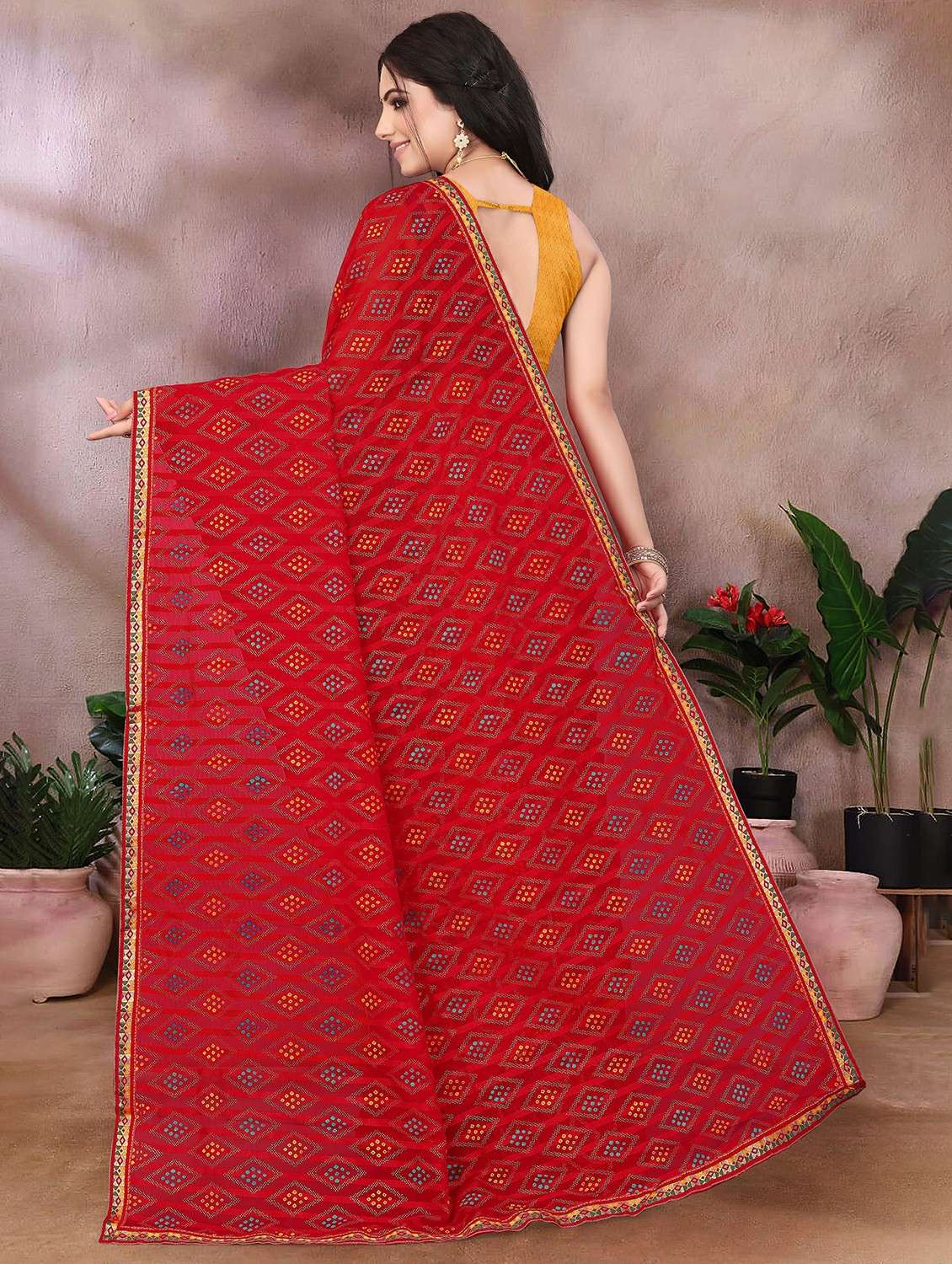 women bandhani printed saree - 22243598 -  Standard Image - 3