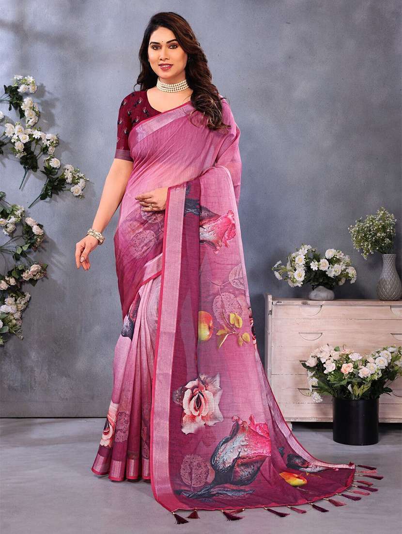 women printed casual wear saree with blouse - 22243602 -  Zoom Image - 0