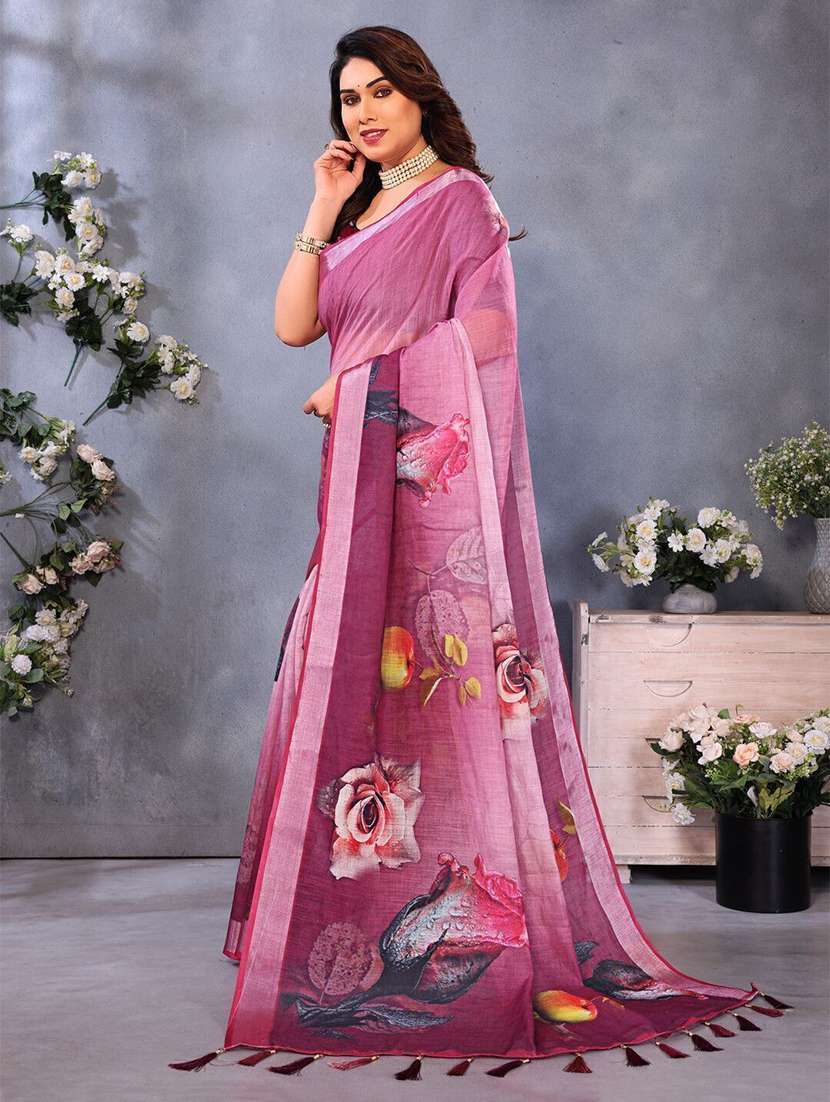 women printed casual wear saree with blouse - 22243602 -  Standard Image - 3