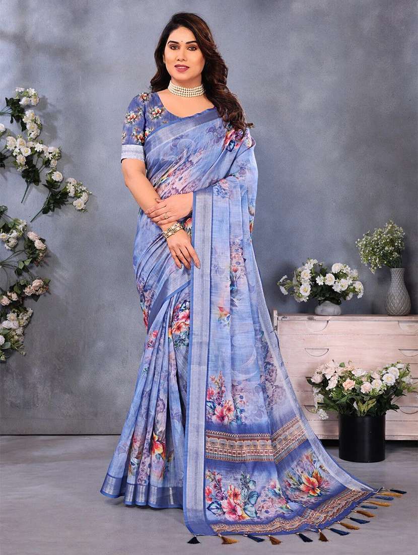 women floral assam silk saree with blouse