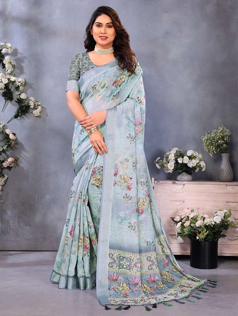 women floral assam silk saree with blouse
