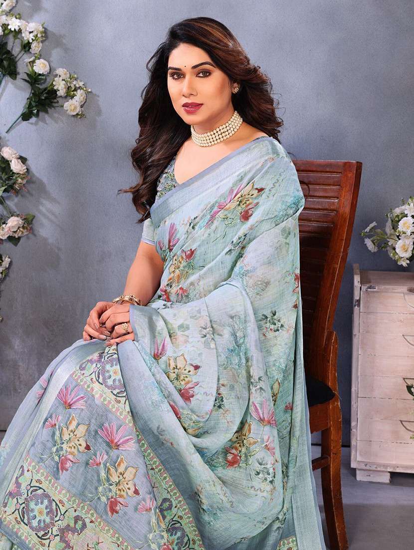 women floral assam silk saree with blouse - 22243605 -  Standard Image - 3