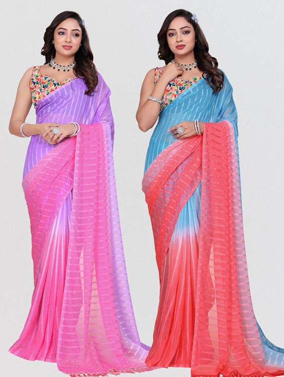women pack of 2 ombre combo saree with blouse