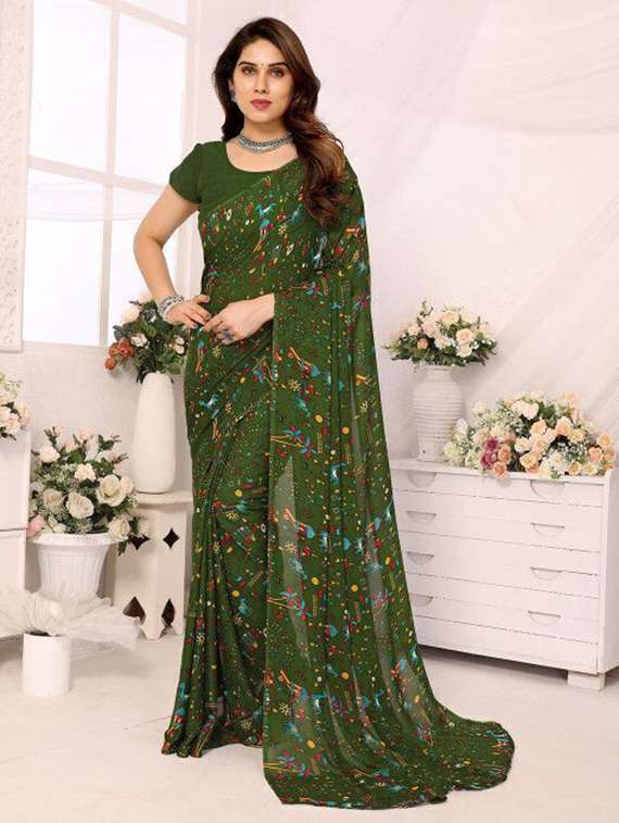women printed casual wear saree with blouse