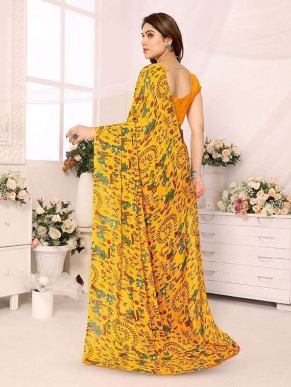 women printed casual wear saree with blouse - 22243610 -  Standard Image - 3