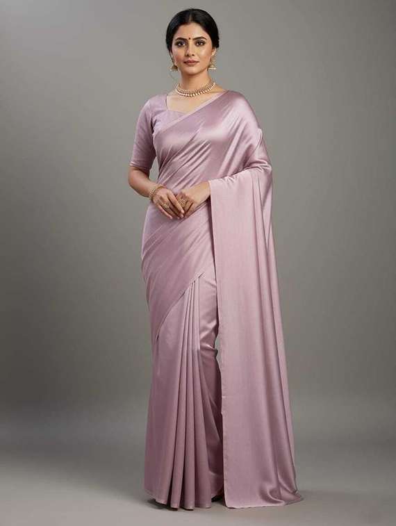 women solid plain saree with blouse