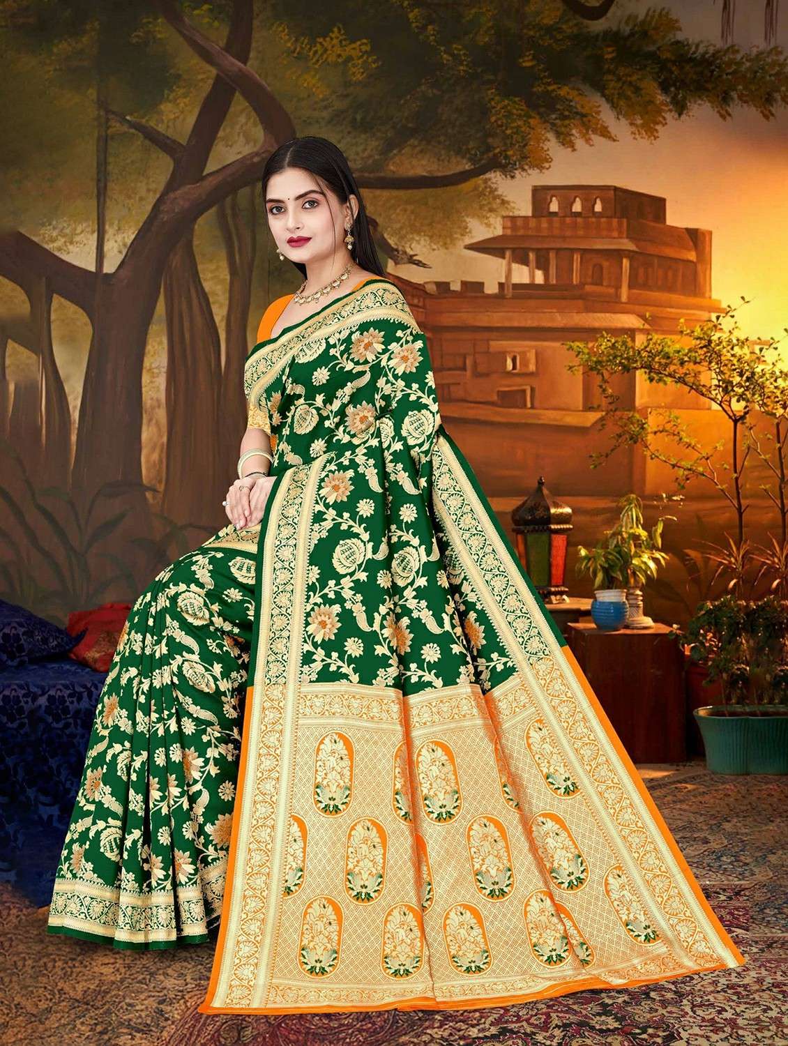 women self design banarasi saree with blouse - 22243641 -  Standard Image - 3