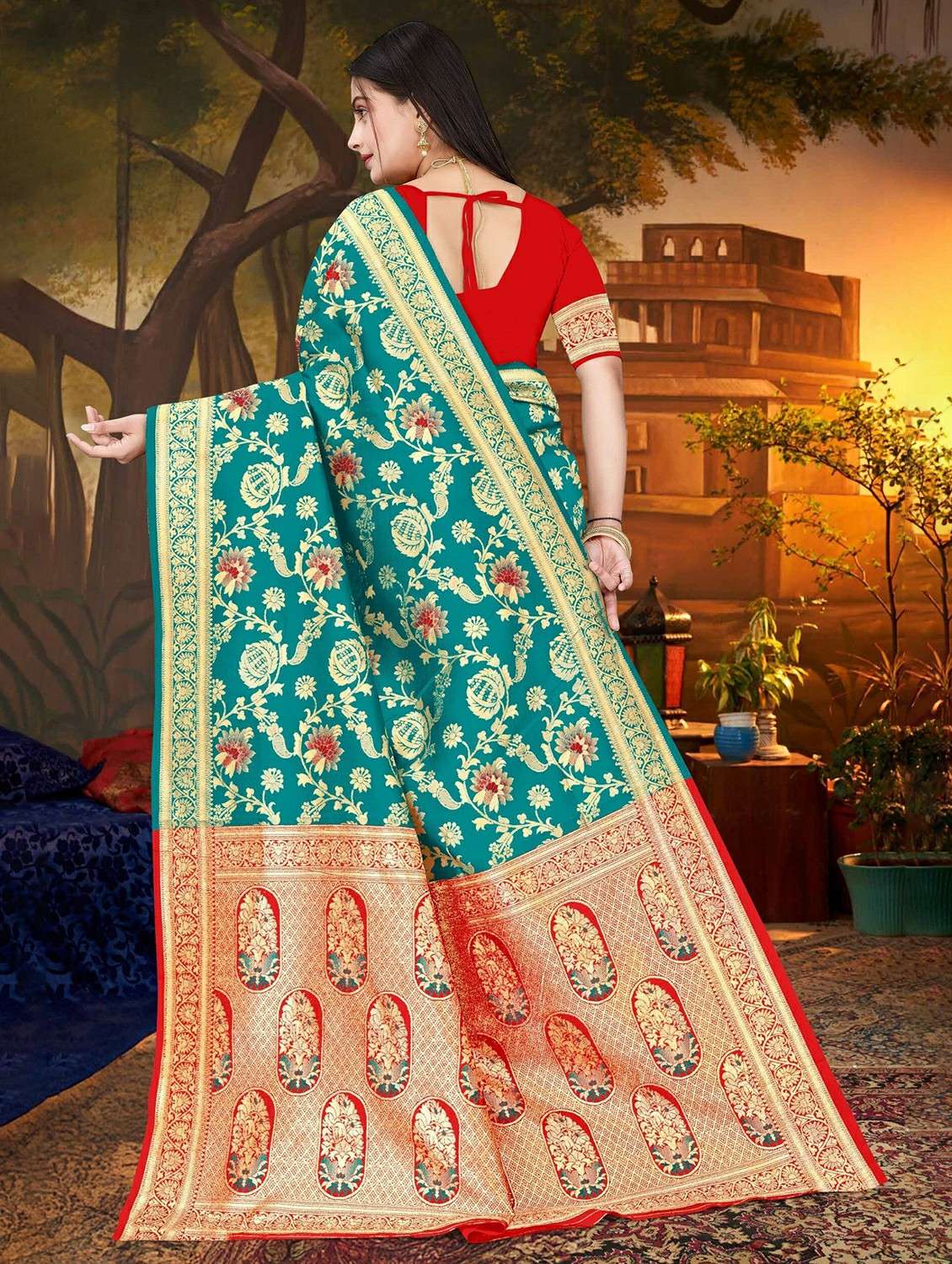 women self design banarasi saree with blouse - 22243643 -  Standard Image - 3