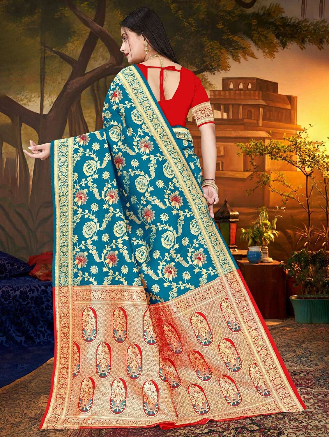women self design banarasi saree with blouse - 22243645 -  Standard Image - 3