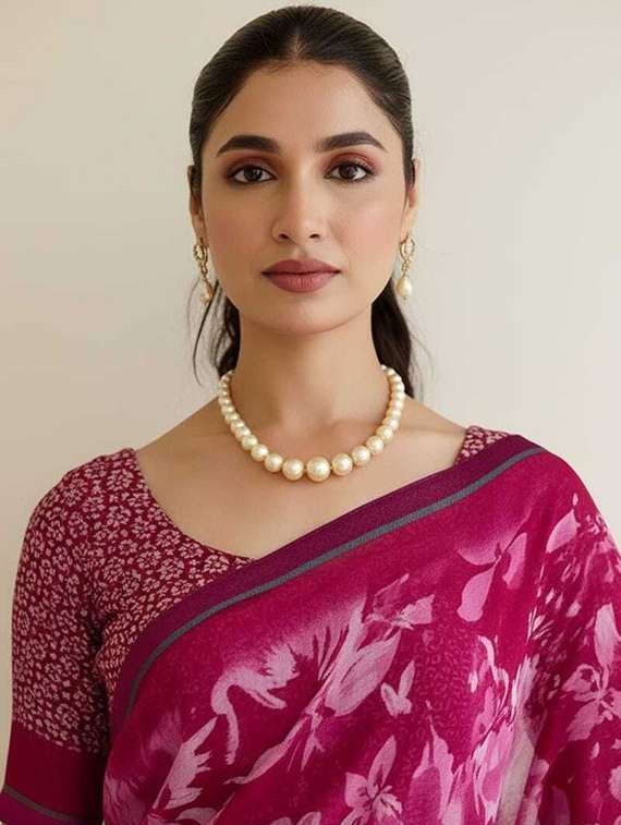 women floral printed saree with blouse - 22243660 -  Standard Image - 3