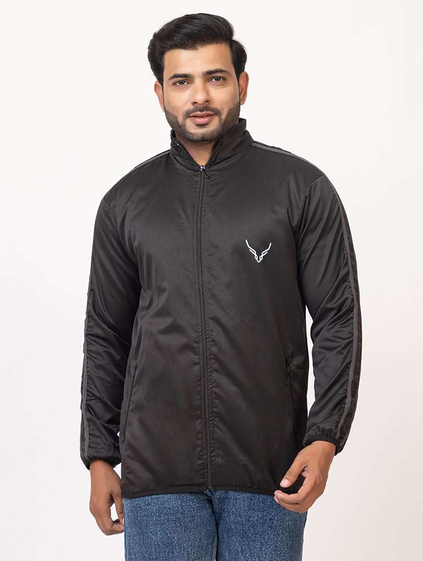 men side taped long sleeve regular fit casual jacket