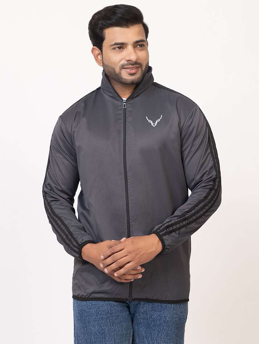 men side taped long sleeve regular fit casual jacket