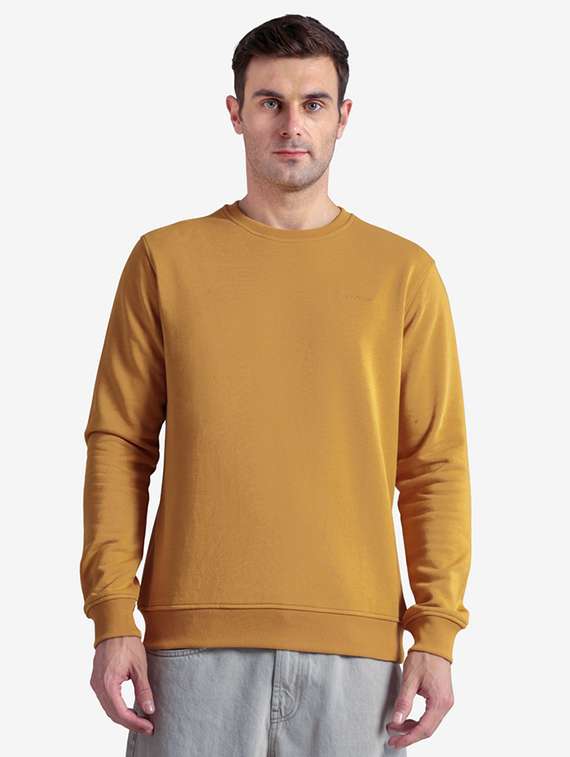 men solid long sleeve regular fit sweatshirt