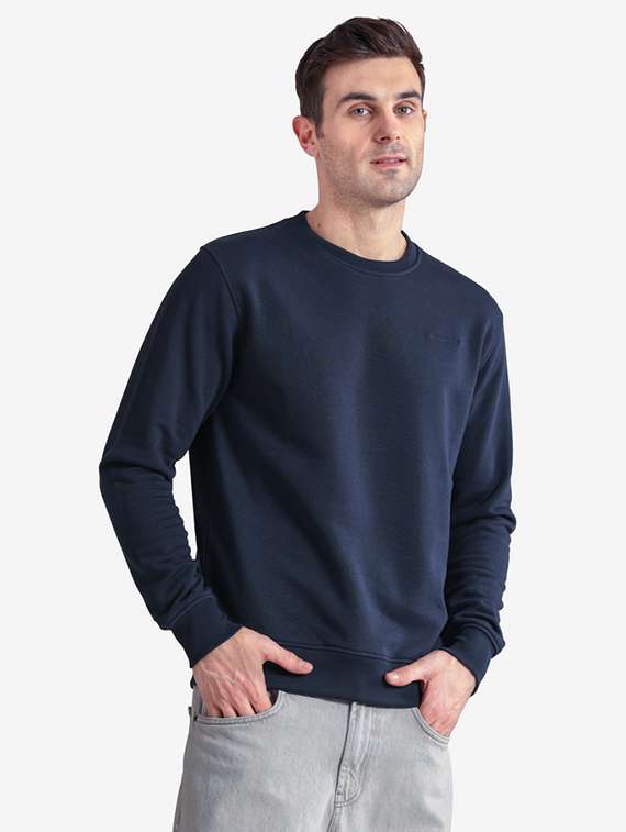 men solid long sleeve regular fit sweatshirt