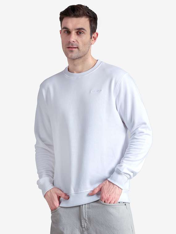 men solid long sleeve regular fit sweatshirt