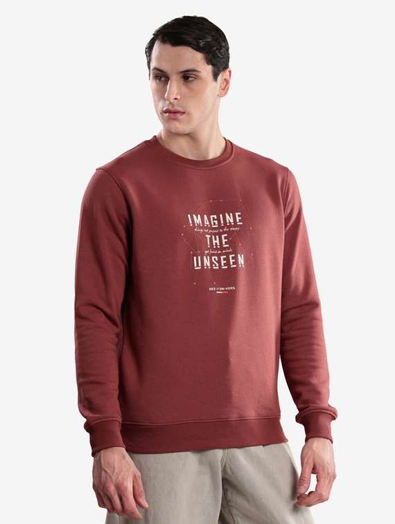 men typographic long sleeve regular fit sweatshirt