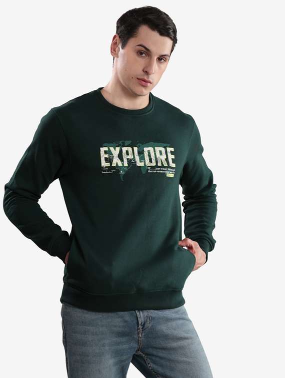 men typographic long sleeve regular fit sweatshirt