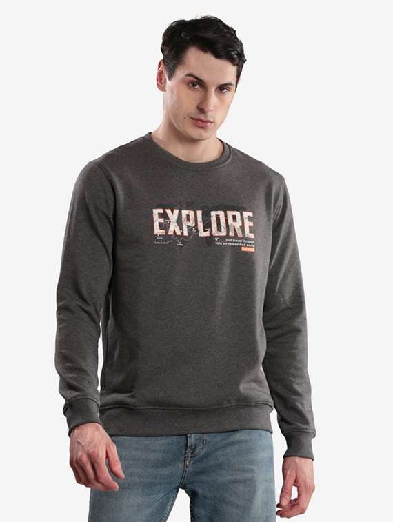 men typographic long sleeve regular fit sweatshirt