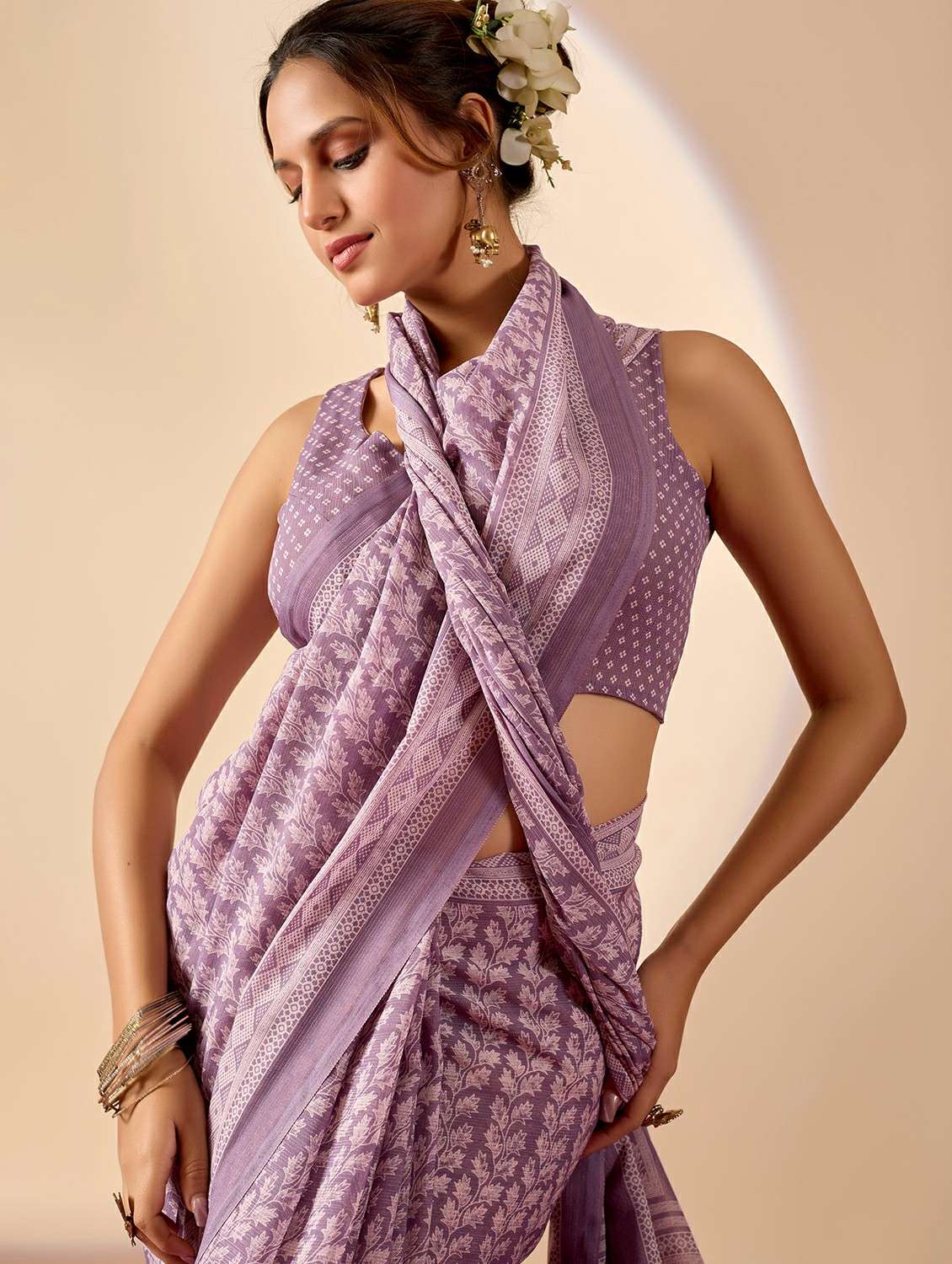 women printed ready to wear saree with blouse - 22243992 -  Standard Image - 3