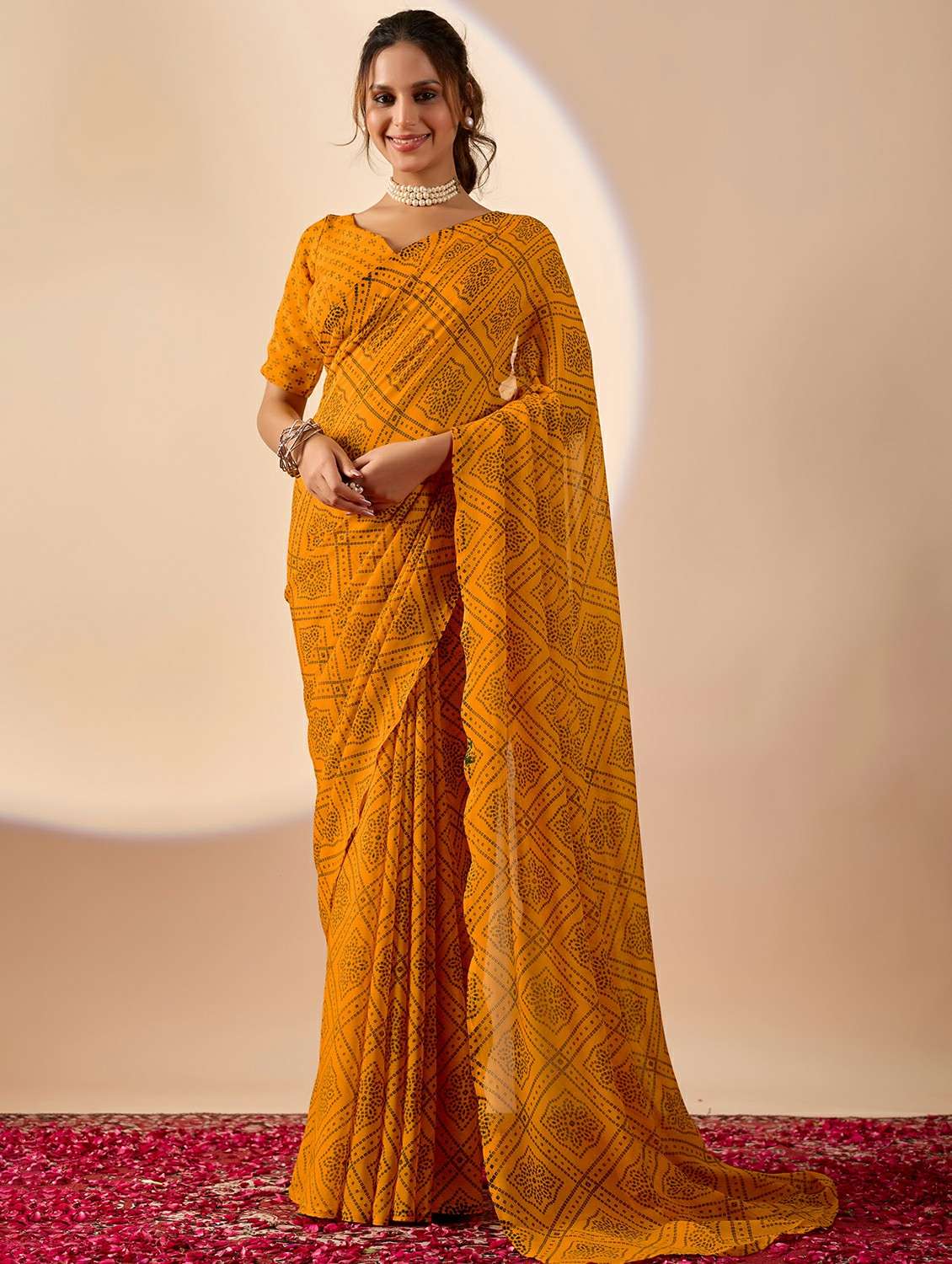 women bandhani ready to wear saree with blouse - 22243993 -  Zoom Image - 0