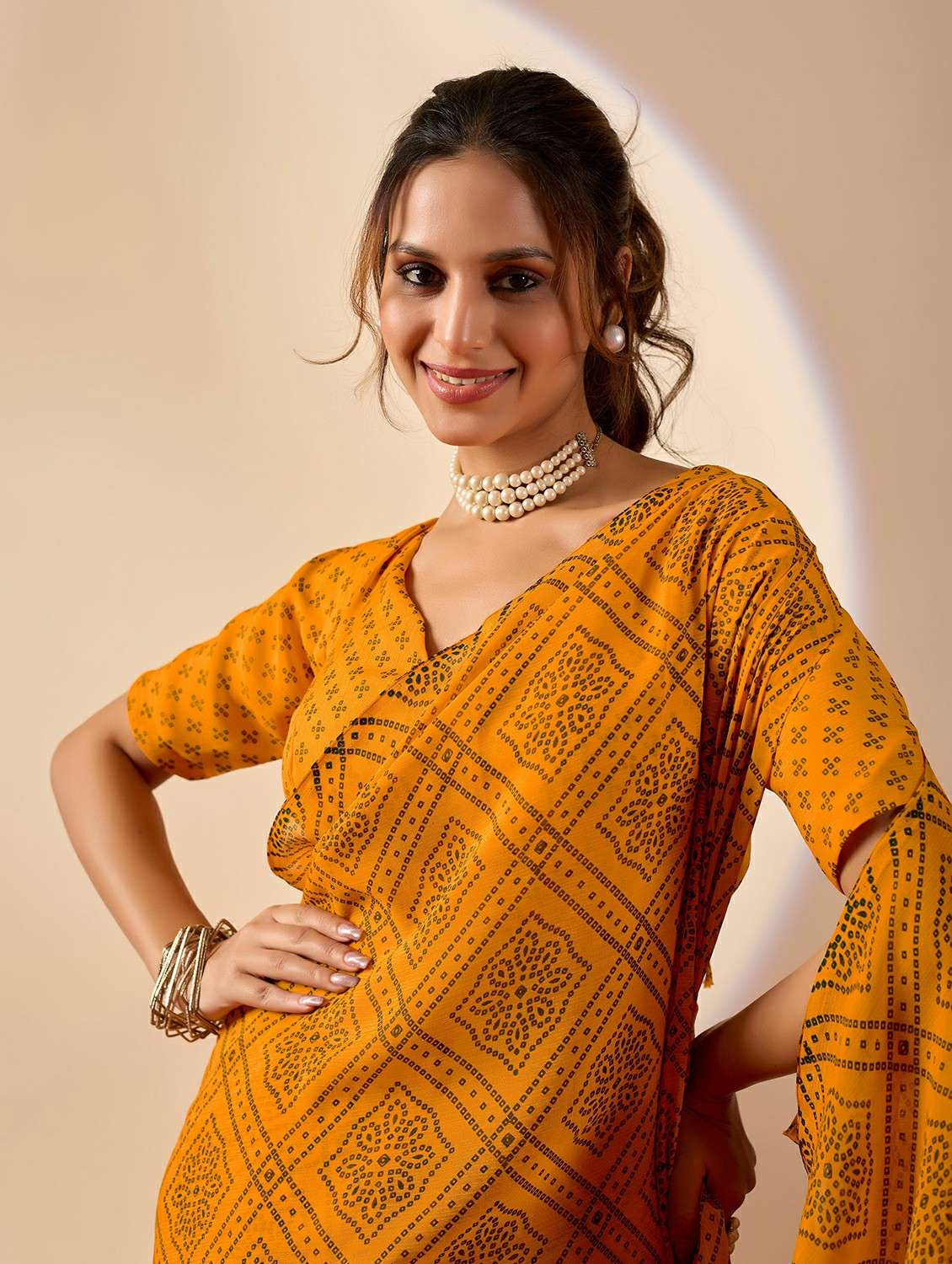 women bandhani ready to wear saree with blouse - 22243993 -  Standard Image - 3