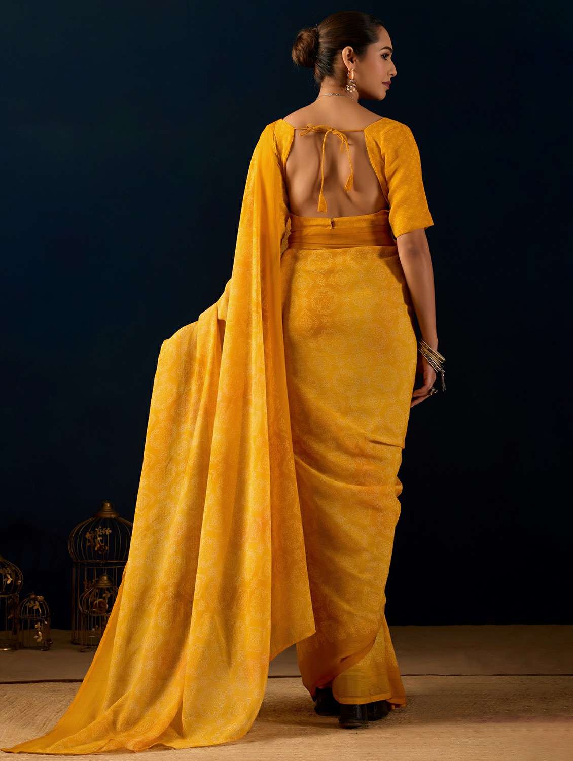 women bandhani ready to wear saree with blouse - 22243996 -  Standard Image - 3