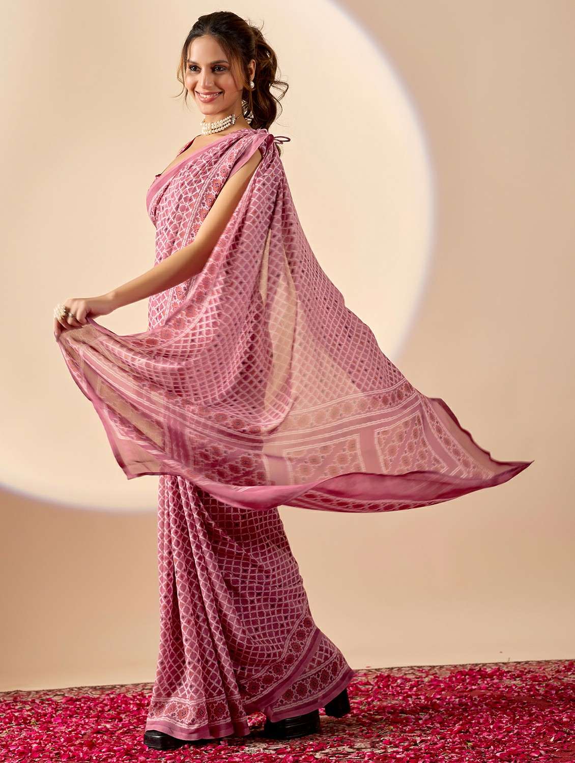 women printed ready to wear saree with blouse - 22243997 -  Standard Image - 3