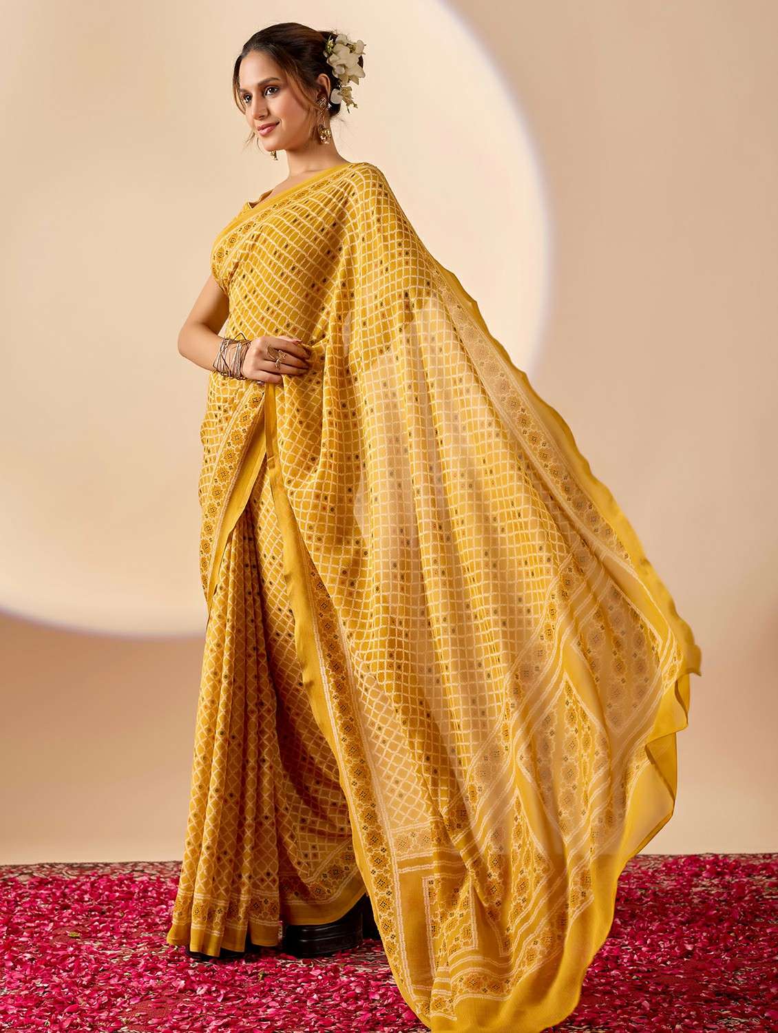 women printed ready to wear saree with blouse - 22243998 -  Standard Image - 3