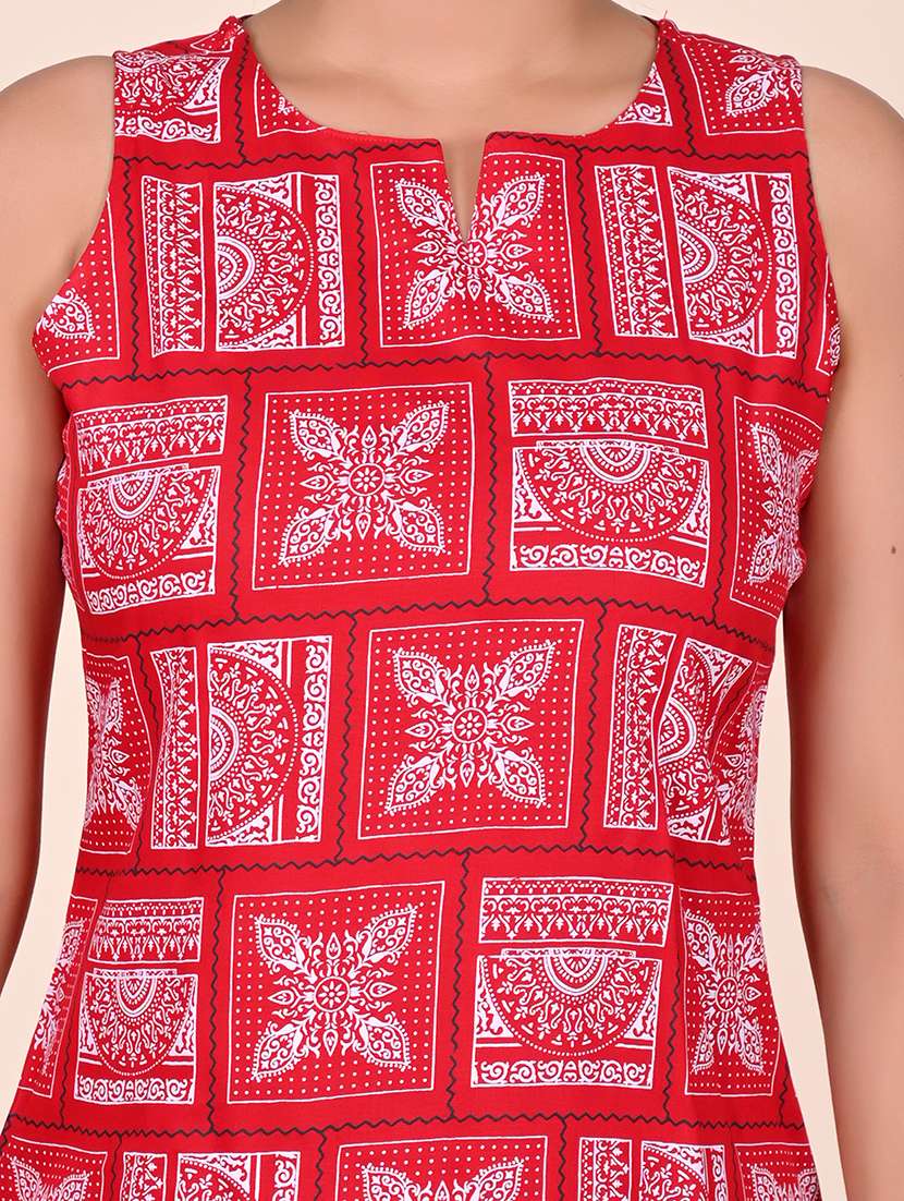 women printed sleeveless nightwear short set - 22244014 -  Standard Image - 5