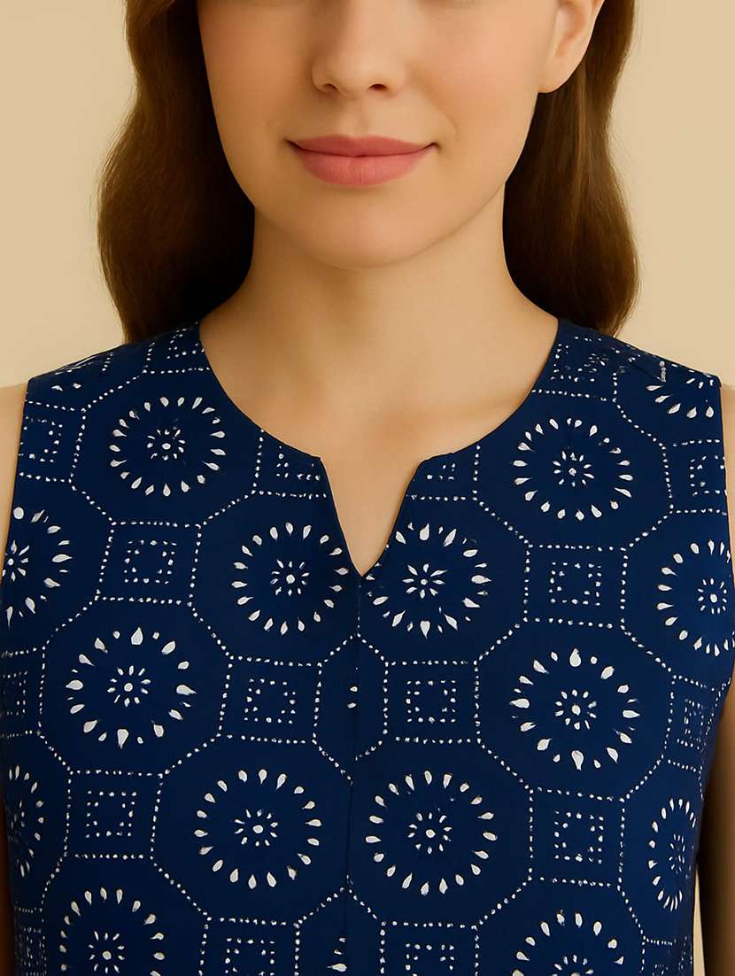 women printed sleeveless nightwear short set - 22244017 -  Standard Image - 5