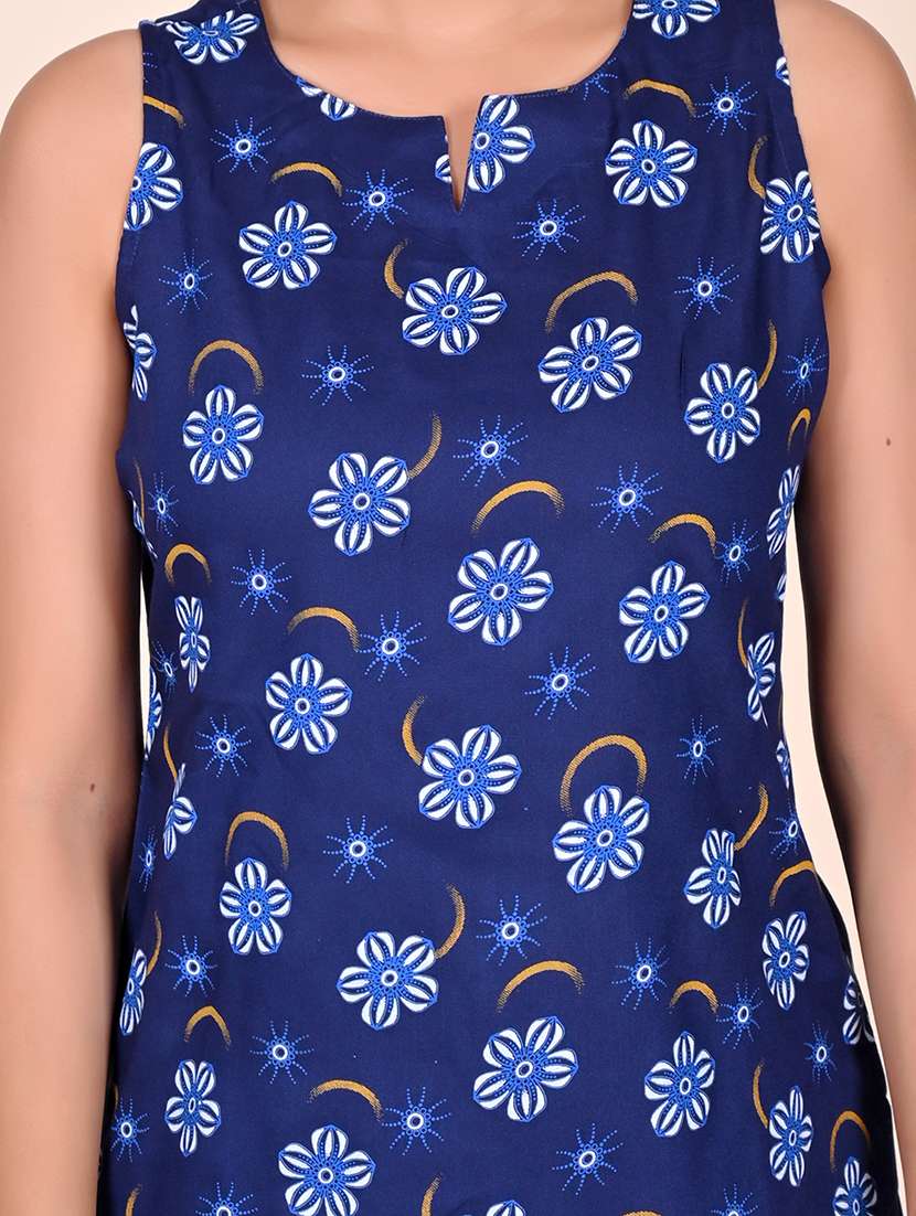 women printed sleeveless nightwear short set - 22244022 -  Standard Image - 5