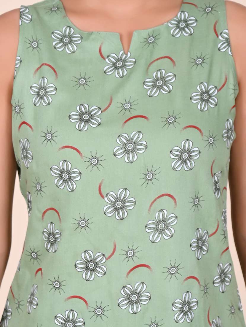 women printed sleeveless nightwear short set - 22244025 -  Standard Image - 5