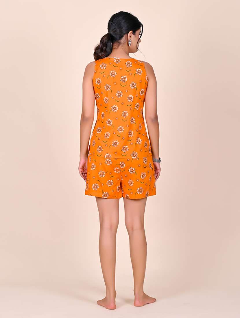 women printed sleeveless nightwear short set - 22244026 -  Standard Image - 3