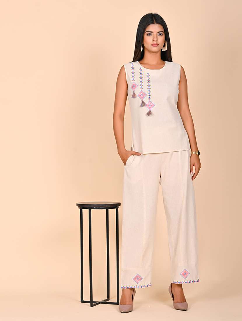 women embroidered top and trouser co-ord set