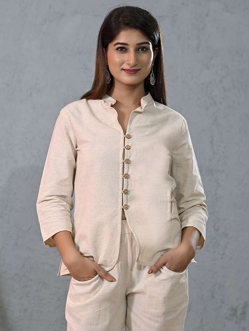 women solid top and trouser co-ord set - 22244028 -  Standard Image - 5