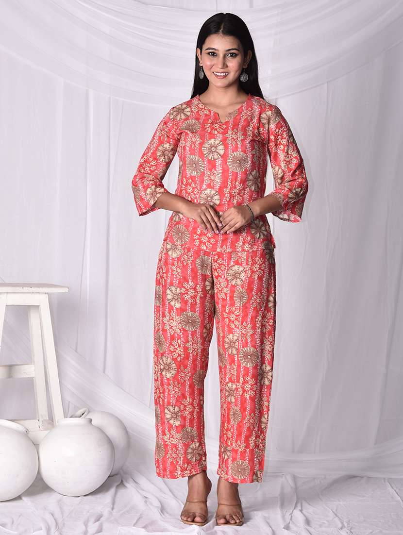 women printed top and trouser co-ord set