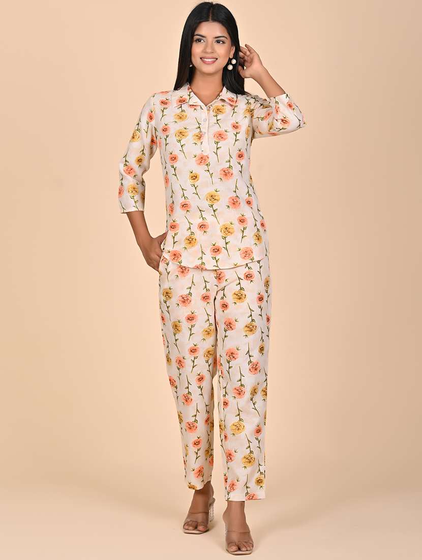 women printed top and trouser co-ord set