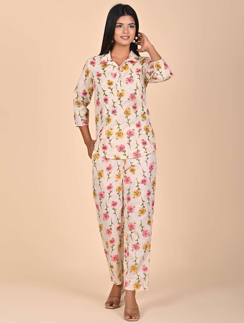 women printed top and trouser co-ord set