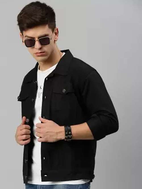 men solid long sleeve denim jacket - 22244079 -  Standard Image - 0