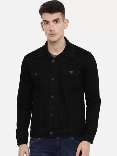 men solid long sleeve denim jacket - 22244082 -  Standard Image - 0