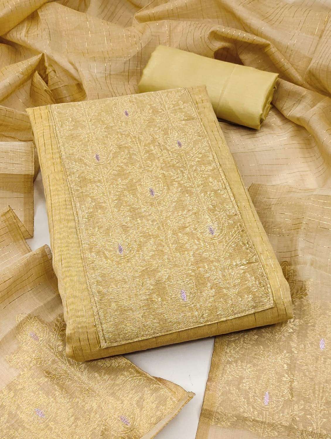 women self design unstitched suit set