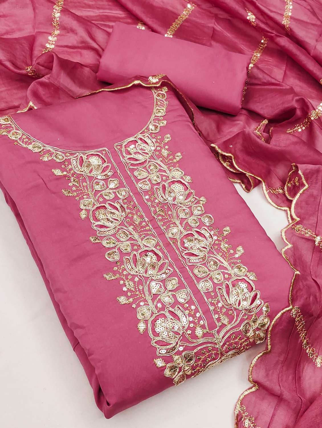 women solid with work unstitched suit set - 22244132 -  Standard Image - 3