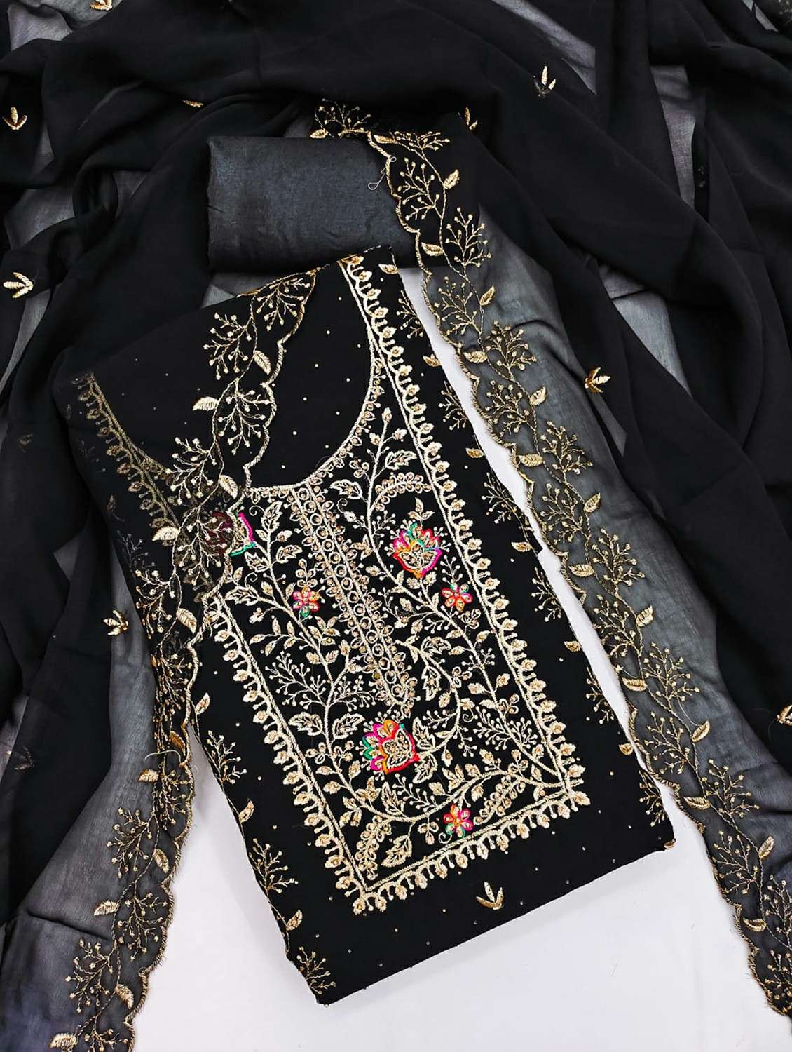 women solid with work unstitched suit set - 22244147 -  Standard Image - 3