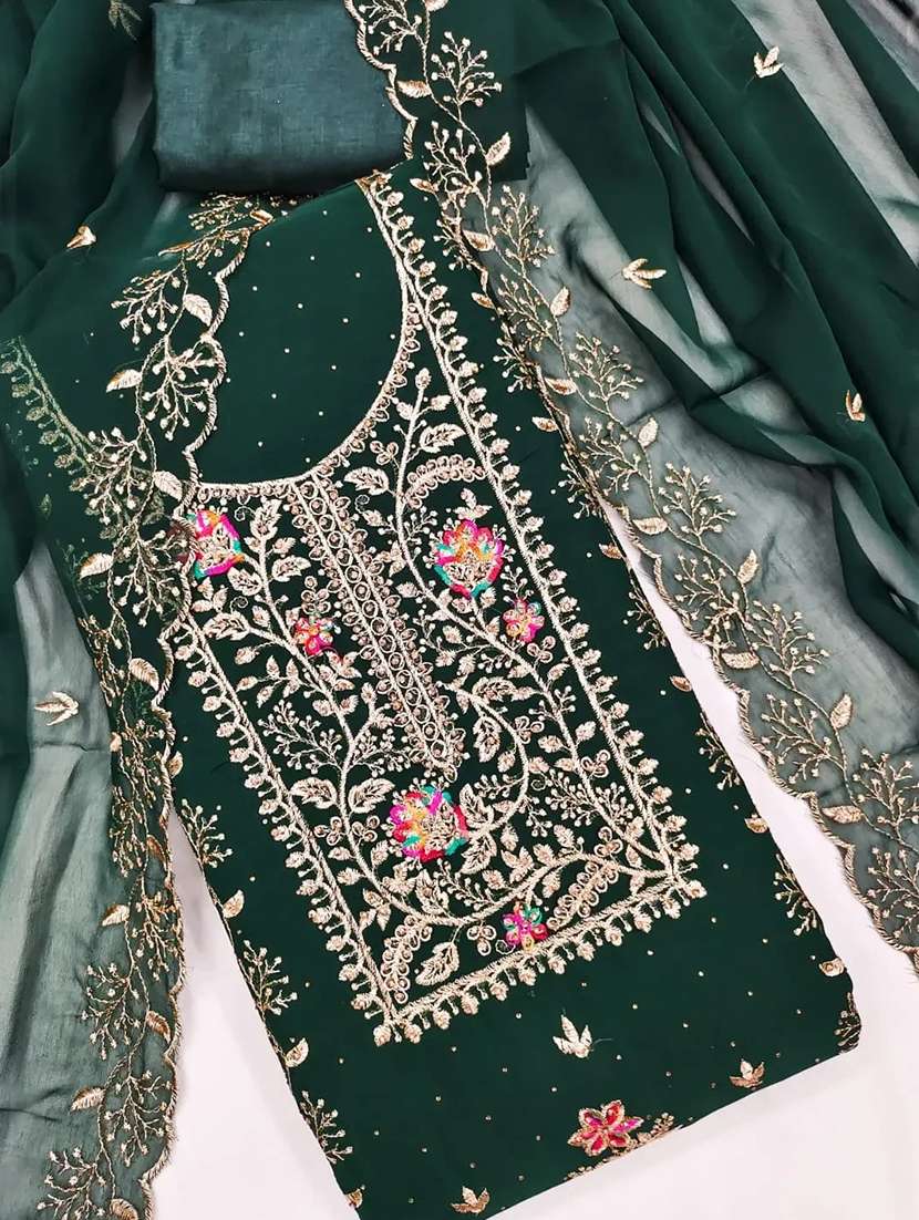 women solid with work unstitched suit set - 22244148 -  Standard Image - 3