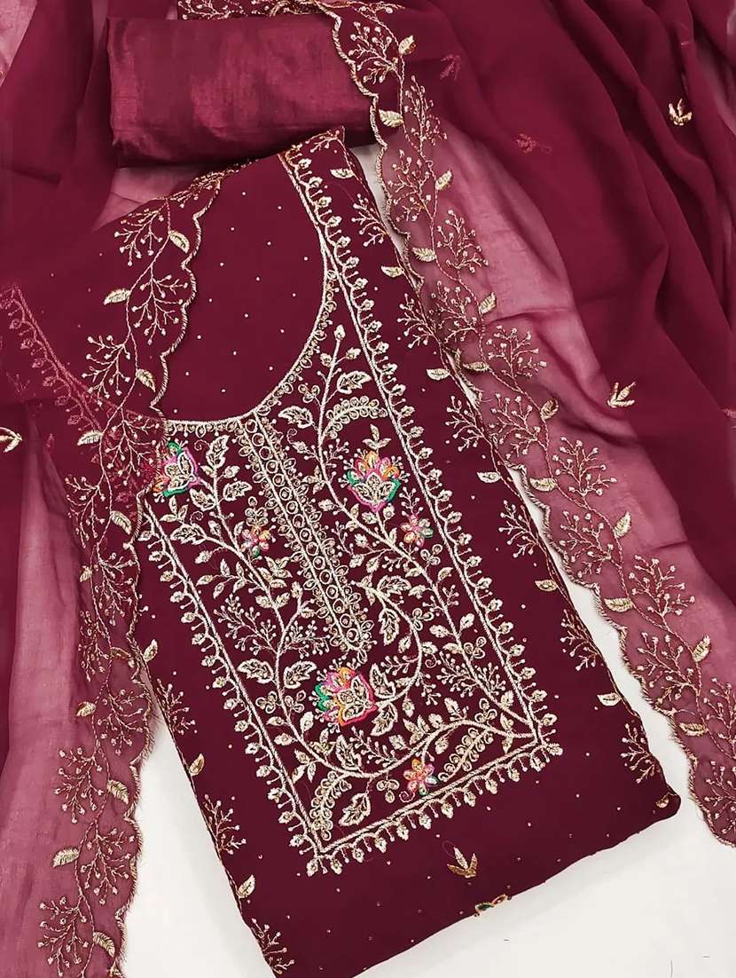 women solid with work unstitched suit set - 22244149 -  Standard Image - 3