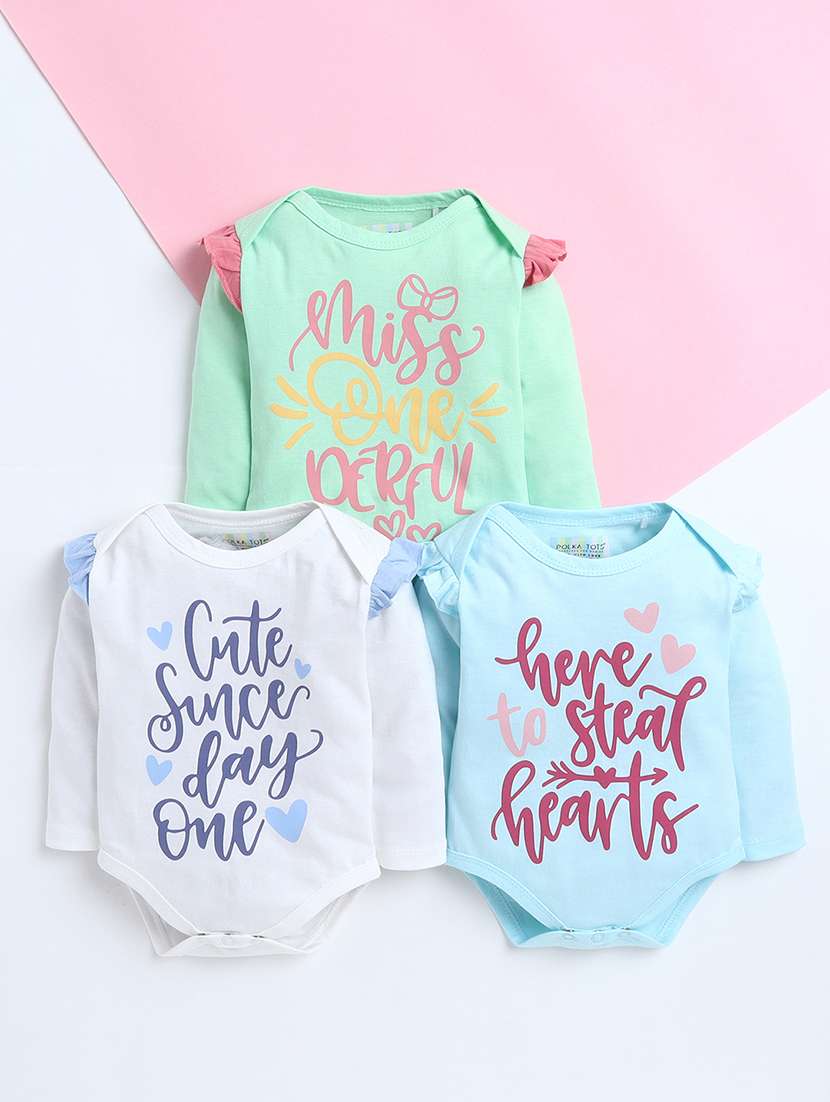 kids pack of 3 printed long sleeve onesies 