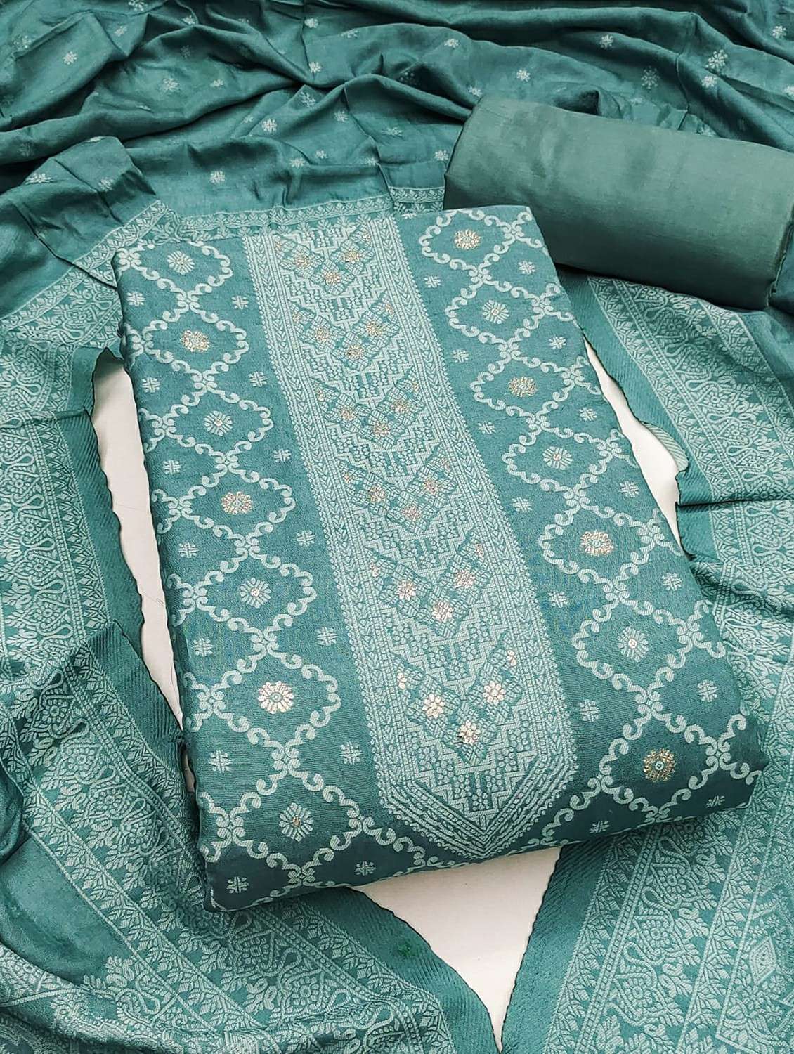 women self design embroidered suit set