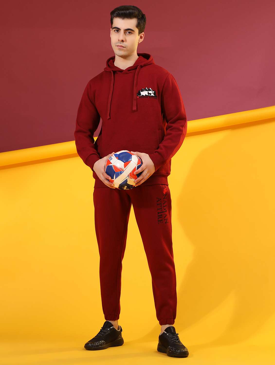 men solid full sleeve full length co-ord set